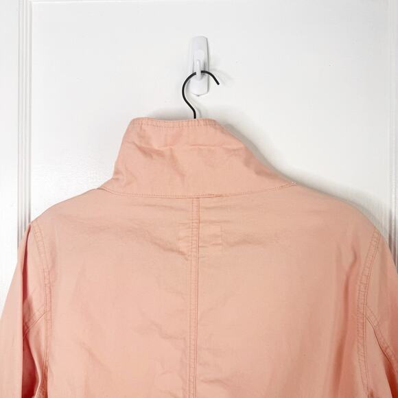 Old Navy ON Peach Field Utility Jacket Funnel Neck Gold Buttons Cinched Waist L - Picture 12 of 14